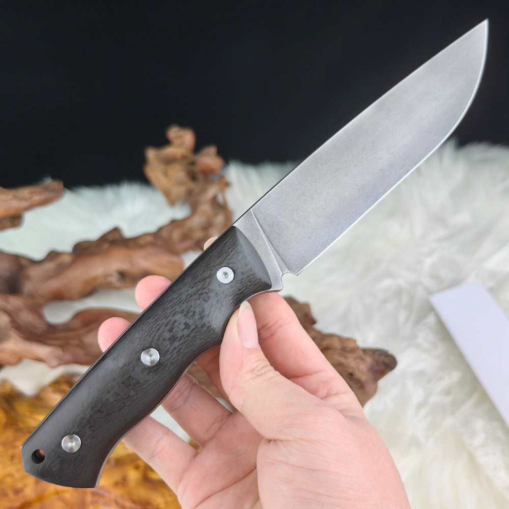Full Tang Hunter in Wootz with Carbon Fiber